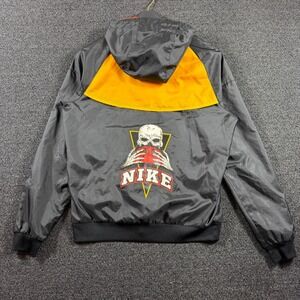 Nike Basketball Hoodie Windbreaker Black Yellow Colorblock Skull Basketball Sz M